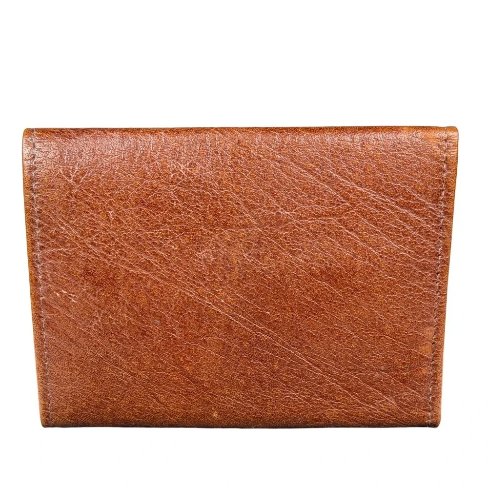 Vintage Brown Cowhide Leather Trifold Wallet Made in Jamaica Mens Slim Billfold